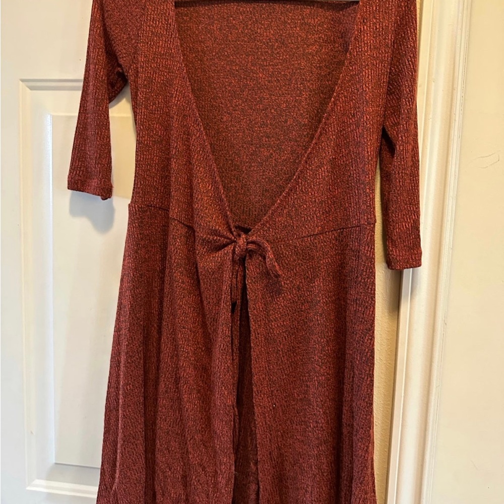 Long Orange tie up cardigan
